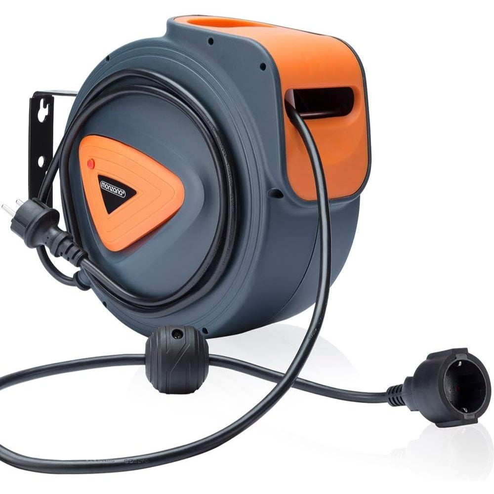 Automatic Cable Reel 20m + 1.5m 180° Rotatable Wall Mount Self-Retracting Automatic Cable Winders for Ceiling and Wall Mounting Workshop 220-240V Plug Powered European Standard Plug Plastic Material Without Battery 0 Gauge