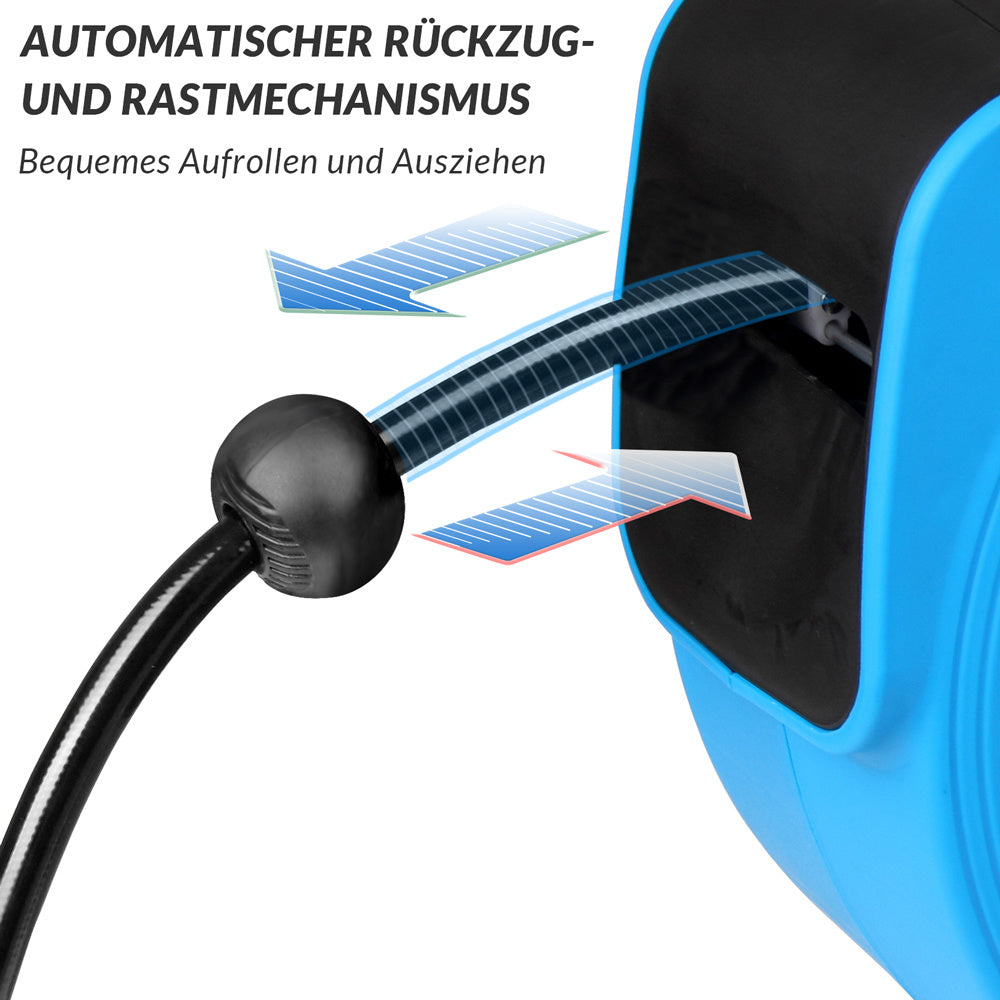 MONZANA® Druckluft Schlauchtrommel 10m+1m Automatischer Einzug 3/8 Zoll Anschluss 12 bar Ø12mm Automatik Schlauchaufroller Druckluftschlauch Wandhalterung