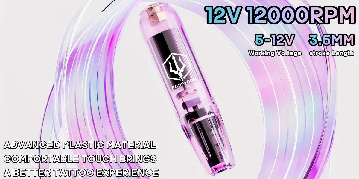 POSEIDON Tattoo-Maschinen-Set Komplettset mit 20 Tätowier-Nadeln, 1500mAh Akku, kabellose Tätowiermaschine inklusive 11 Tinten – Perfekt für Anfänger und professionelle Künstler