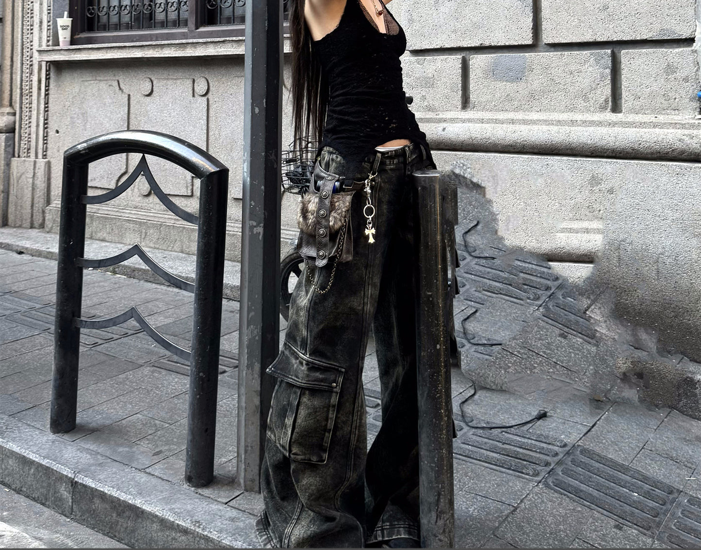 [Fury Road] Low-rise velvet wide-leg tooling jeans