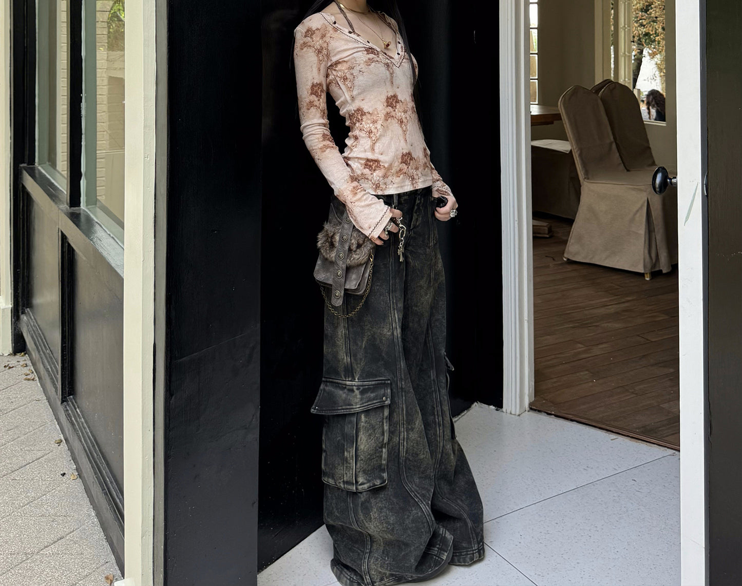 [Fury Road] Low-rise velvet wide-leg tooling jeans