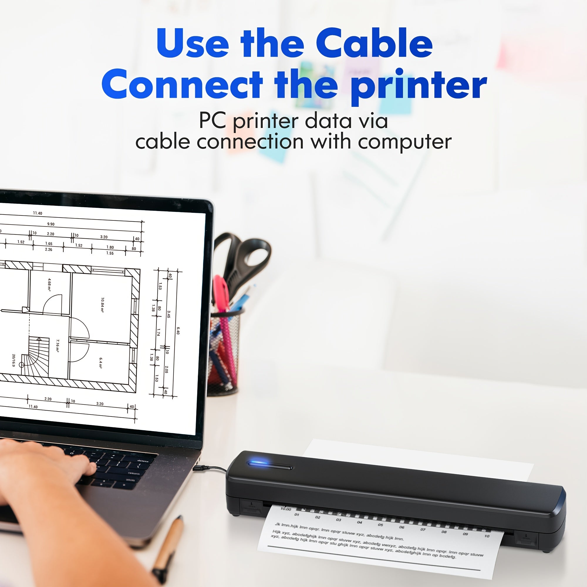 Portable Inkless Printer, Travel Wireless Printer, Thermal Tattoo Machine, Support A4 And US letter Thermal Paper, Compatible with Mobile Phones And Laptops, Suitable for Business, Travel, Office & Home