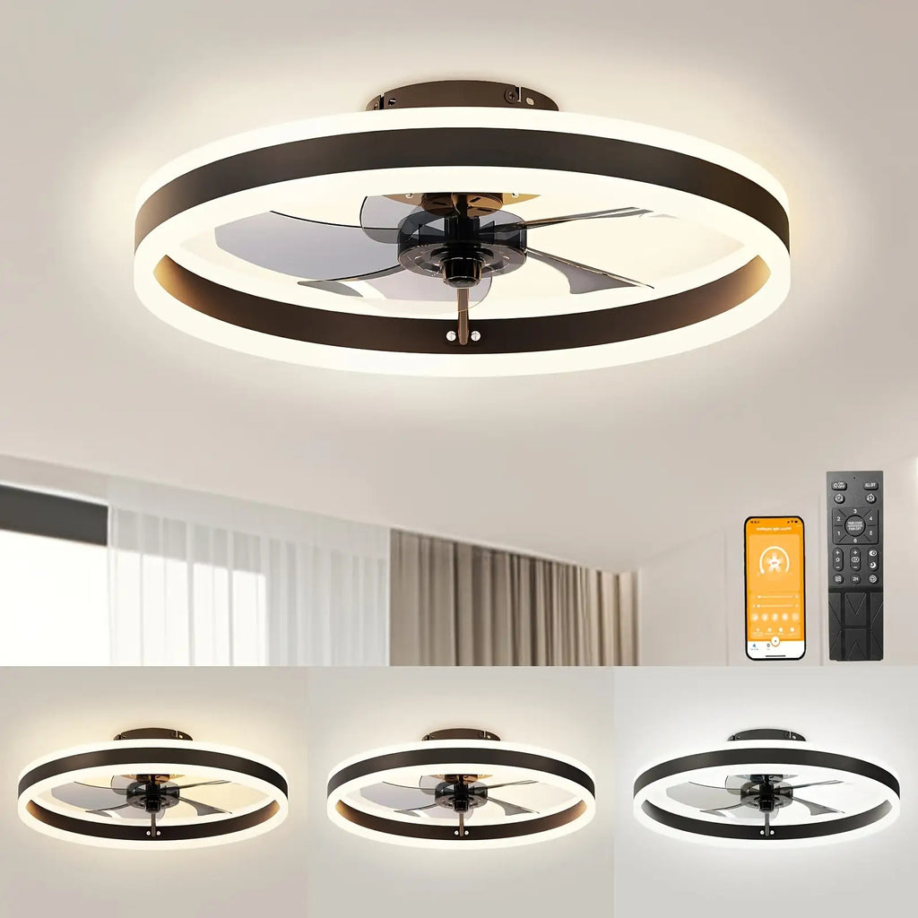 LED Deckenventilator mit Licht, Lampe und Fernbedienung & App, Modernes Wohnzimmer- und Schlafzimmerlicht, Vielseitige Beleuchtung, Langlebiger Aufbau