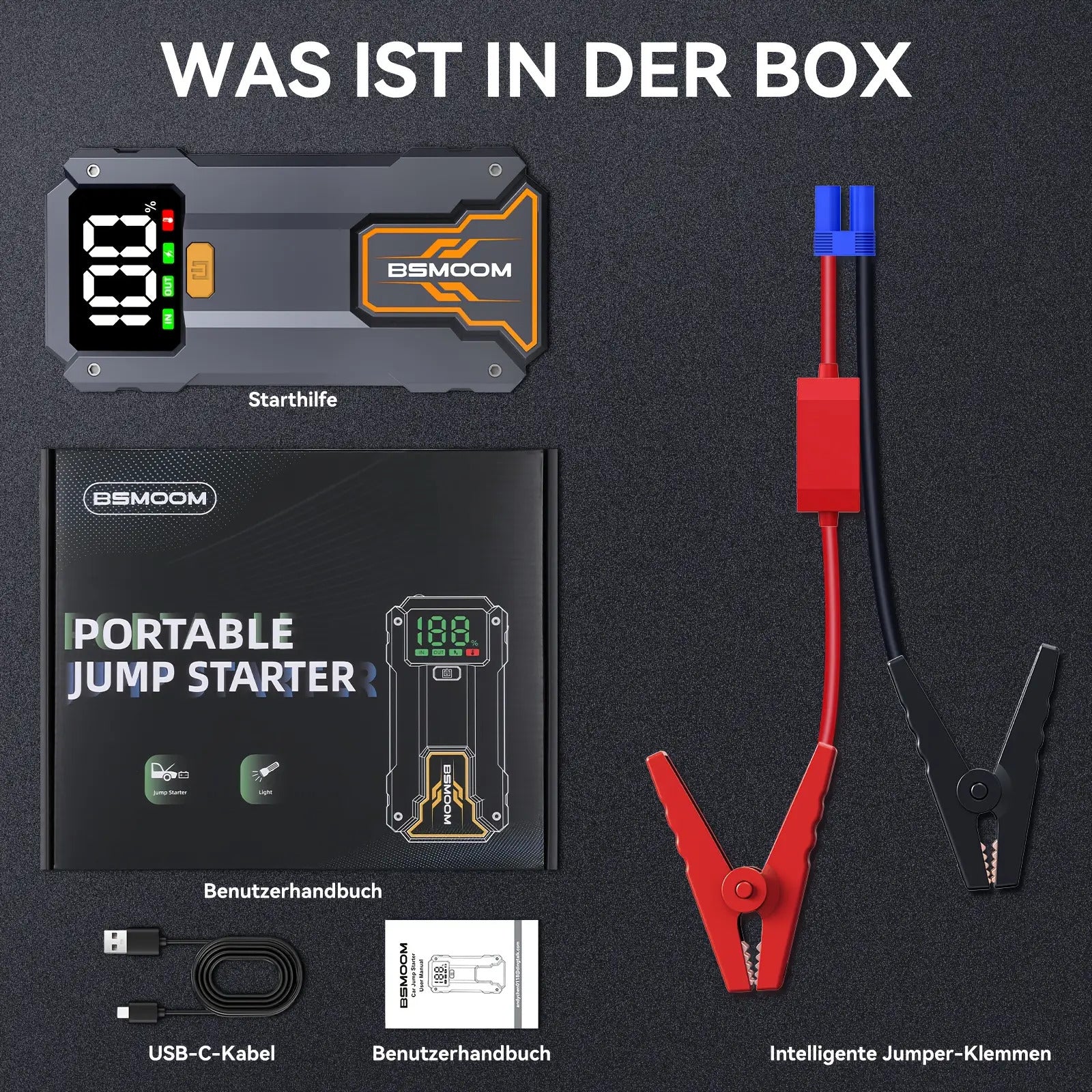 7000A Auto Starthilfe mit LED-Taschenlampe, großem LCD-Bildschirm, 12V Auto Notbatterie Booster Pack, Starthilfebox, tragbares Ladegerät, Powerbank
