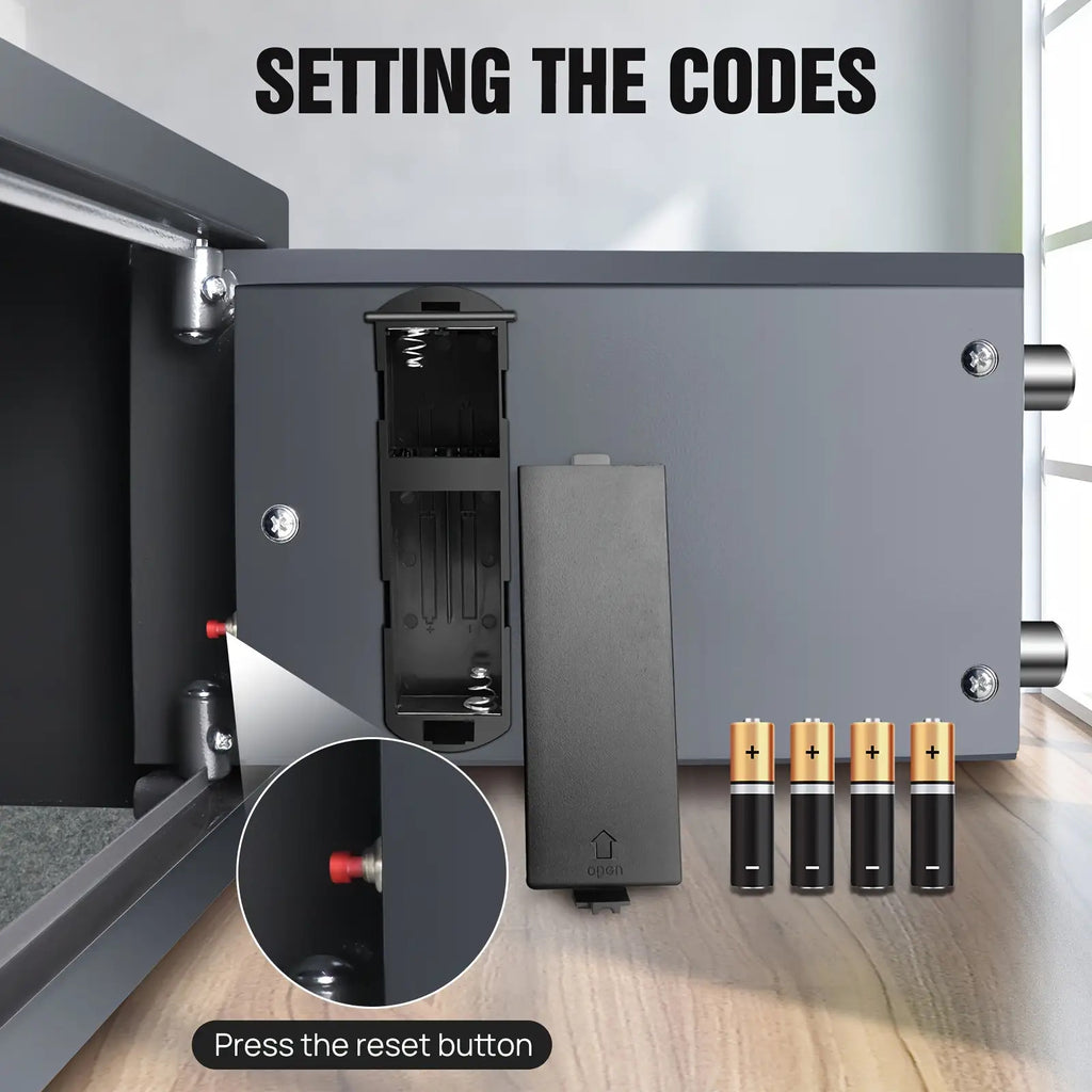 Sichere Heimsafes, Safe mit Digital-Tastatur, 8,5 L Elektronischer Sicherheitsschrank mit Schlüssel, Vollstahl-In-Wand-Heim- und Bürosafe, Grau