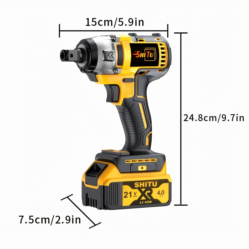 Lithium ion wrench, brushless lithium impact wrench, wireless impact wrench, lithium battery heavy-duty gas cannon, lithium-ion wrench, portable, used for car maintenance, wheel hub bolt disassembly and assembly, Men's Christmas gift car accessories.