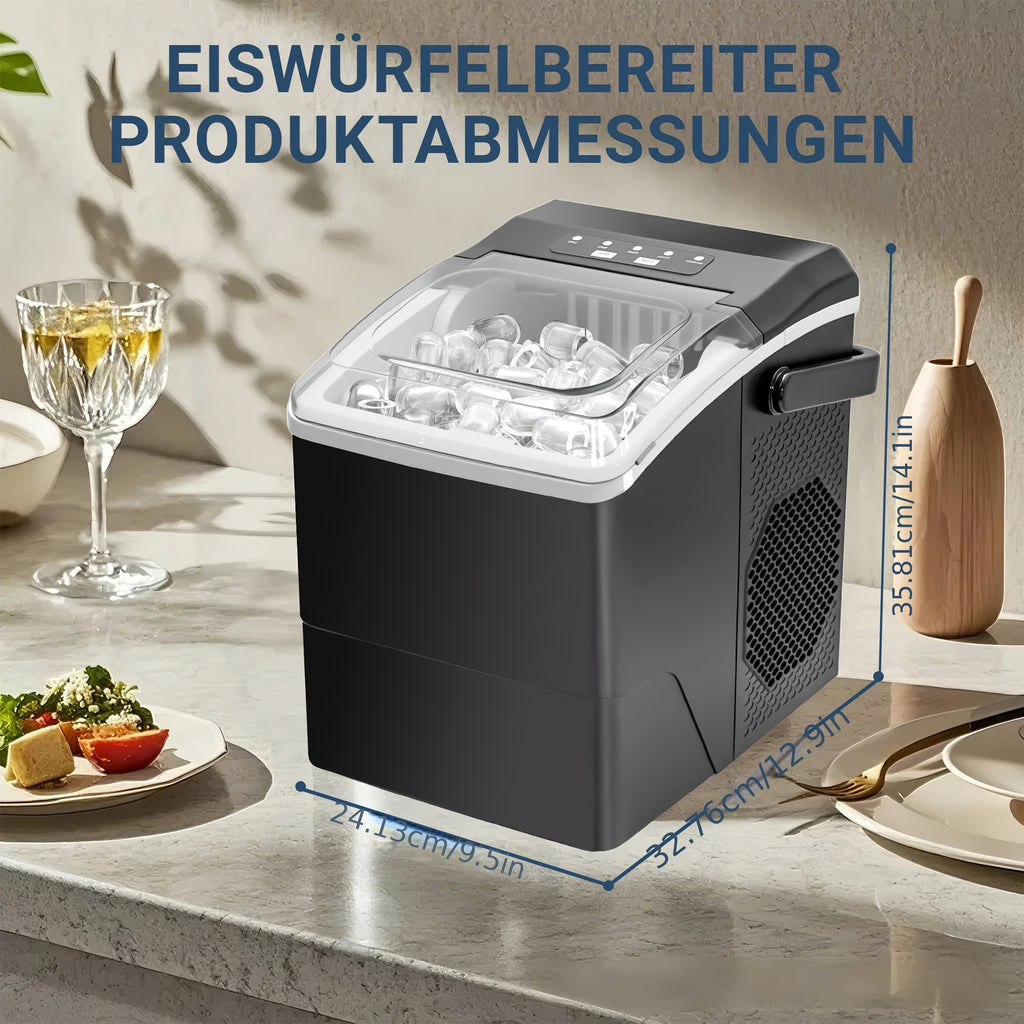Citybee 6-Minuten-Eisbereiter | 9 Eiswürfel/Zyklus, 11,79 kg/Tag | Selbstreinigend & Automatischer Abschalter | Tragbar mit Griff für Küche/Camping/Wohnmobil (Schwarz)