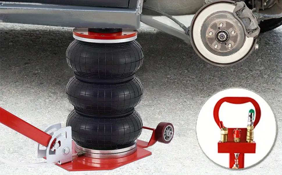 3 Tonnen pneumatischer Wagenheber, dreifachbeuteliger Luftheber, 6600 lbs Hebekraft, 40,0 cm/15,74 in Hebehöhe, pneumatischer Druck für Auto/Reifenwerkstatt, Schnellhebevorrichtung