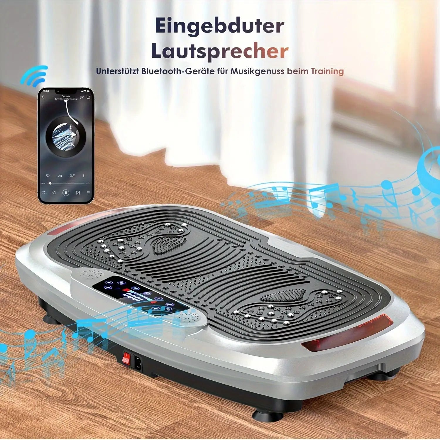 300W intelligente Vibrationsscheibe + elektromagnetische Tiefenmassage | mit Musik + 120-stufiger Touch-Einstellung | leiser Motor | maximale Belastung 200 kg | mit Seil | Ganzkörper-Gewichtsverlust-Training | Schlankheits- & Formgebung | Heim-/Fitnessstu