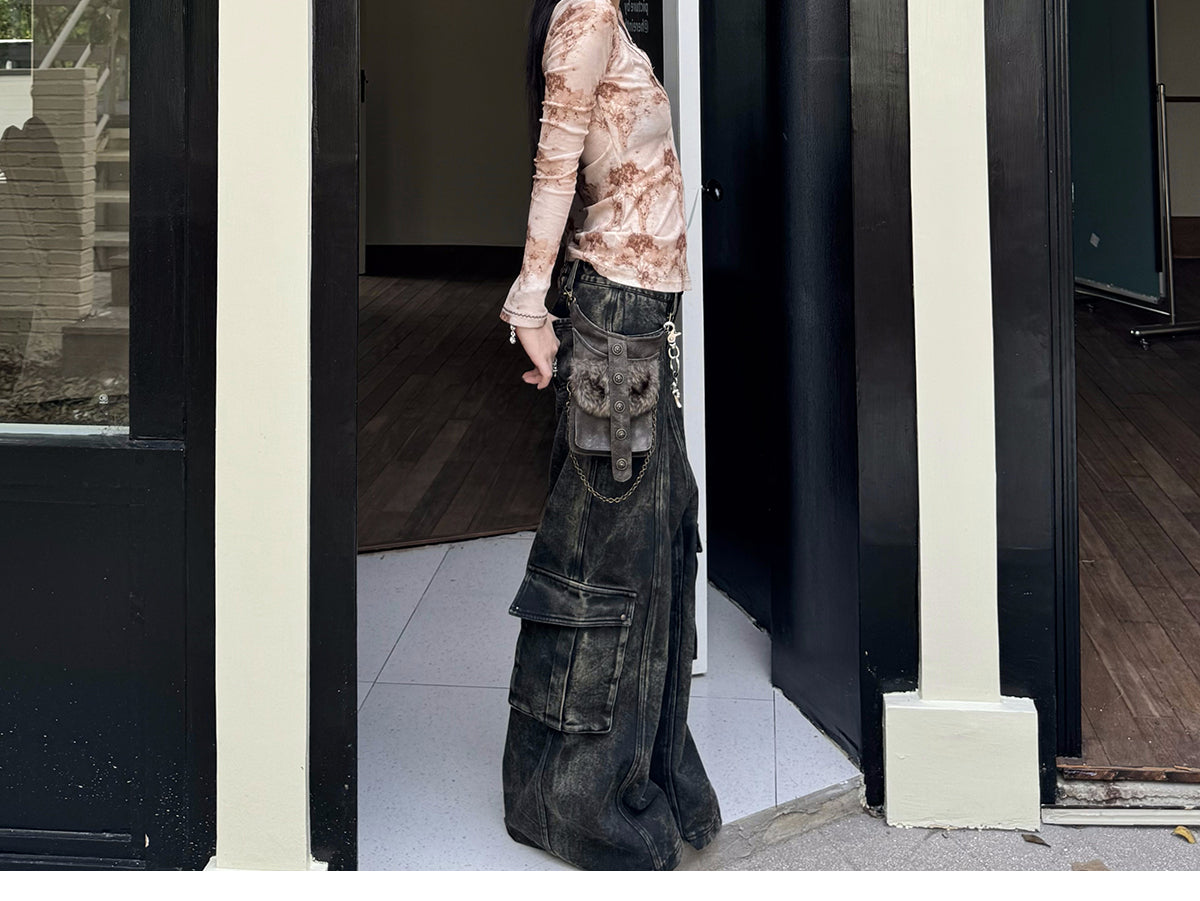 [Fury Road] Low-rise velvet wide-leg tooling jeans