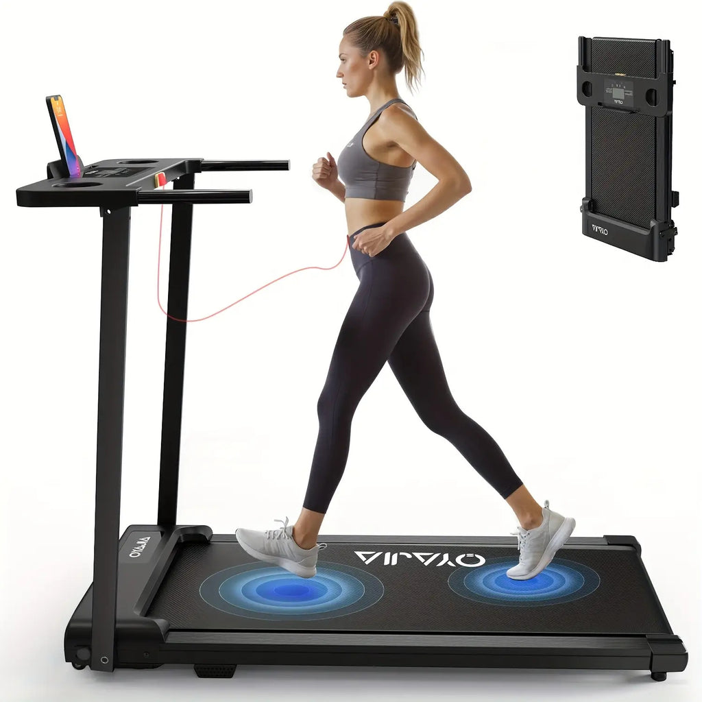 2-in-1 Faltbarer Laufband, Heim-Laufband, 2.0HP Spitzen-DC-Motor, 1-12KM/H Geschwindigkeitsanpassung, LED-Vierseitiges Display 12 voreingestellte Programme + Dreifachmodus-Umschaltung Musiklautsprecher, Breiter Laufbahn, Heim-Fitnessgerät, Heim-Falten, Oh