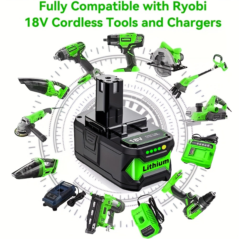 2 Pack P108 8.0AH 18V Battery Compatible with Ryobi 18V ONE+ Battery Replacement P108 P102 P103 P104 P105 P107 P109 P122 Cordless Tool Batteries Rapid Rechargeable Batteries with Indicator