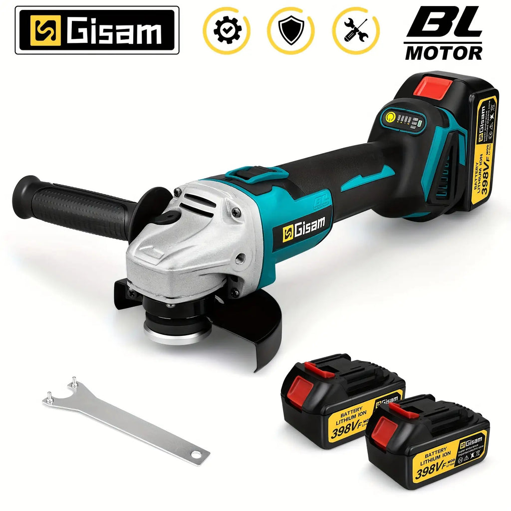 GISAM 125mm M14 Akku-Winkelschleifer, kabellose Schleifmaschine mit bürstenlosem Motor | Metall- und Holzschleifer & Poliermaschine | zum Schleifen, Bürsten und Schleifen