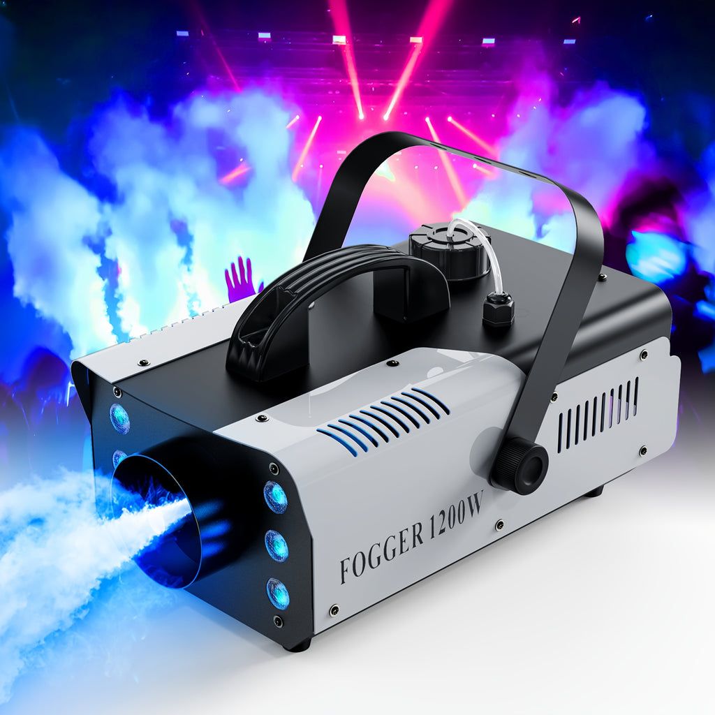1200W Nebelmaschine mit RGB 6-LED-Beleuchtung, Rauch- und Nebelgenerator für Bühneneffekte | Professionelle Bühnenausrüstung für Theater, Heimunterhaltung, Halloween-Partys, DJs, Nachtclubs und Hochzeiten