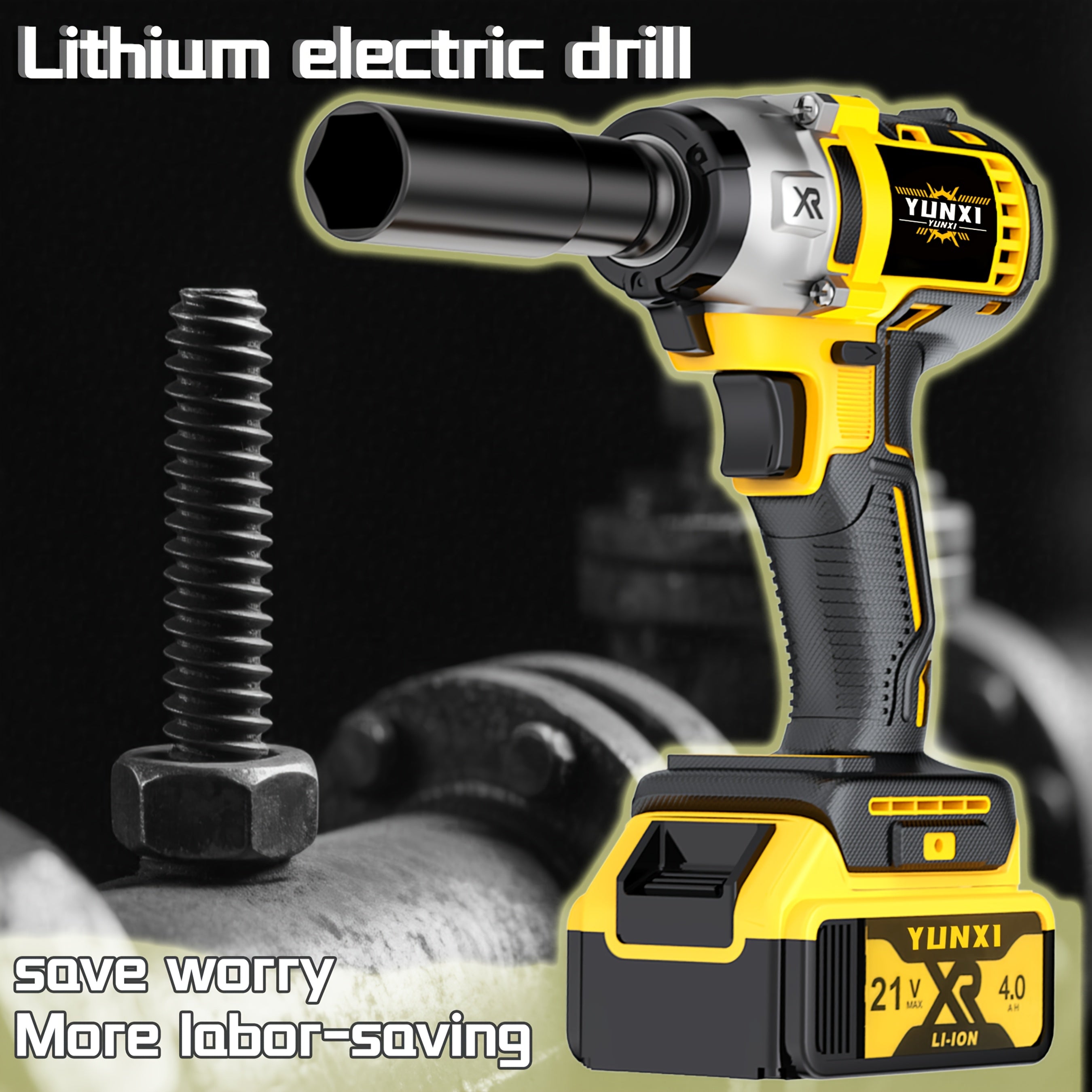 Lithium ion wrench, brushless lithium impact wrench, wireless impact wrench, lithium battery heavy-duty gas cannon, lithium-ion wrench, portable, used for car maintenance, wheel hub bolt disassembly and assembly, Men's Christmas gift car accessories.