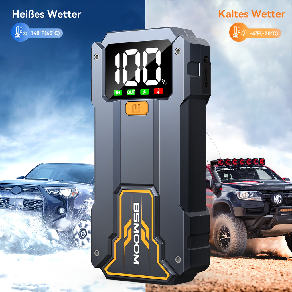 7000A Auto Starthilfe mit LED-Taschenlampe, großem LCD-Bildschirm, 12V Auto Notbatterie Booster Pack, Starthilfebox, tragbares Ladegerät, Powerbank