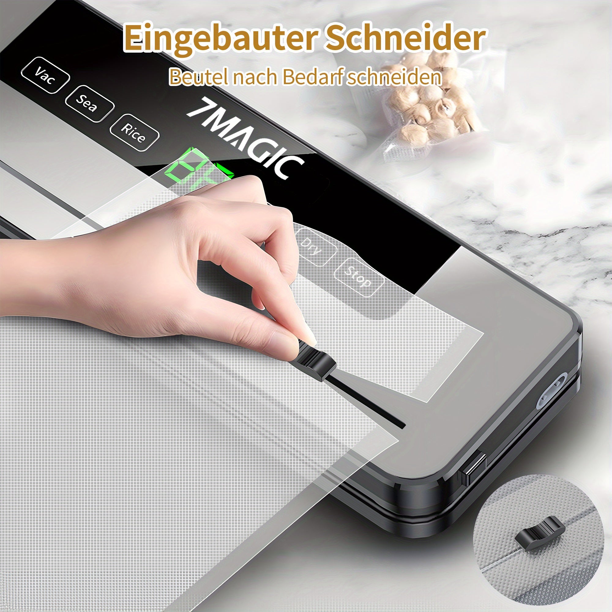 Vakuumiergerät mit 20 Vakuumbeuteln, 80KPA für Trocken- und Nasskonservierung, Automatisches Versiegelungssystem – Schnelle Kompakte Lebensmittelverpackungsmaschine, Multifunktionaler Kraft-Versiegler zur Frischhalteaufbewahrung