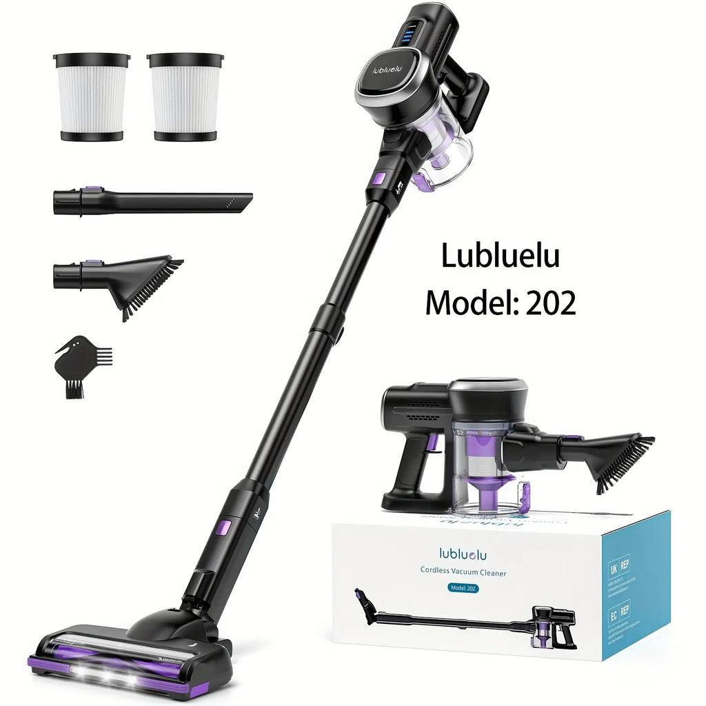 Lubluelu 30KPa Kabelloser Staubsauger, Anti-Tangle Bürstenloser Leichter Staubsauger, Bis zu 50 Min. Laufzeit, für Zuhause, Teppich, Hartholzboden, Tierhaare