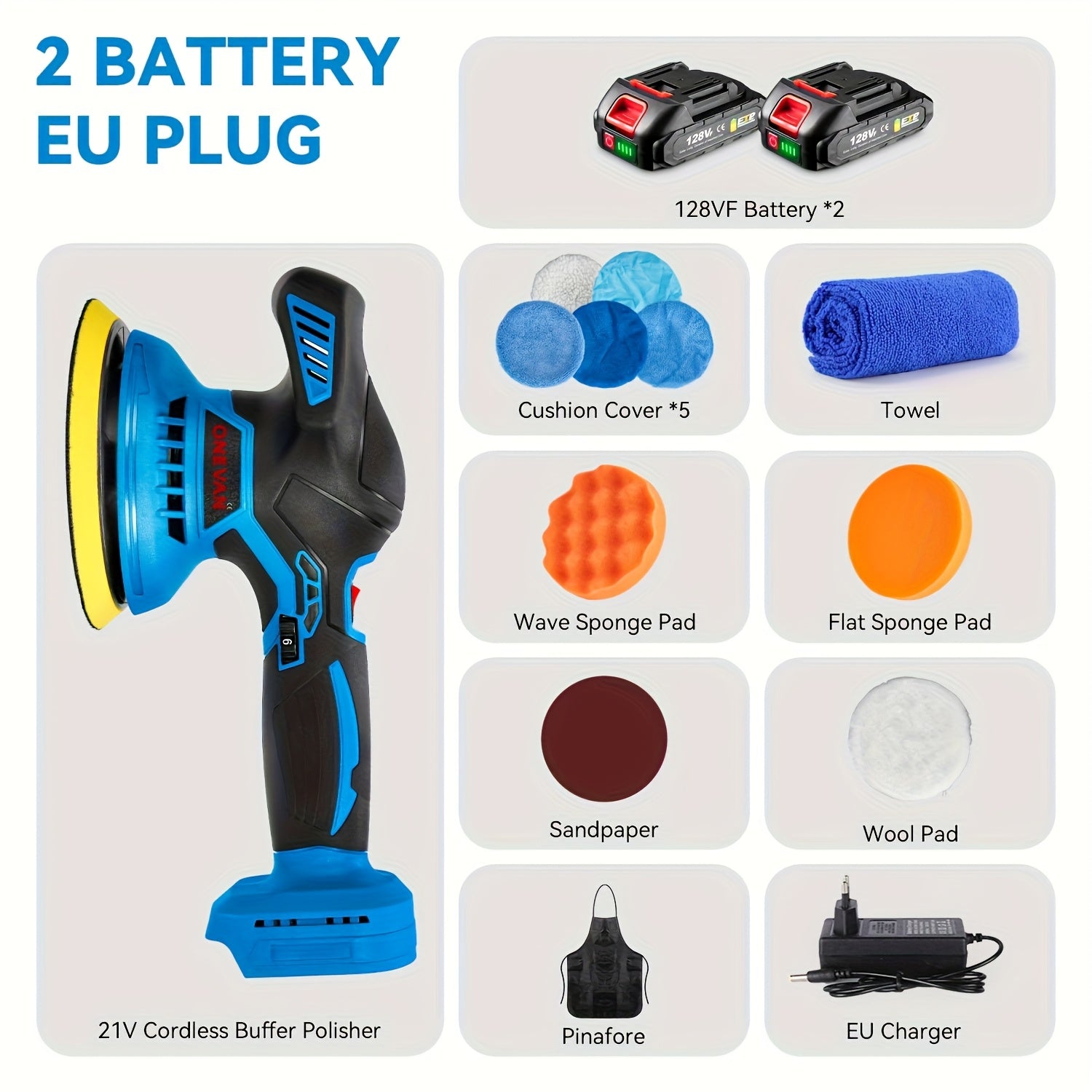 21V Polierschleifer, 150mm Schleifscheiben-Polierer für Auto-Detailing mit Politur- und Wachs-Funktion, 5000 U/min, Elektro-Poliertechnik für Autos und Möbel, geeignet für Yofidra-Akkus – Ideal für Haus & Badezimmer-Wandreinigung