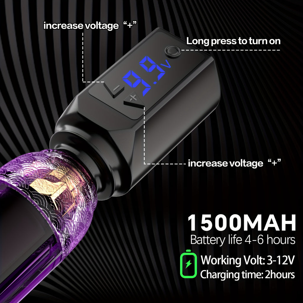POSEIDON Tattoo-Maschinen-Set Komplettset mit 20 Tätowier-Nadeln, 1500mAh Akku, kabellose Tätowiermaschine inklusive 11 Tinten – Perfekt für Anfänger und professionelle Künstler