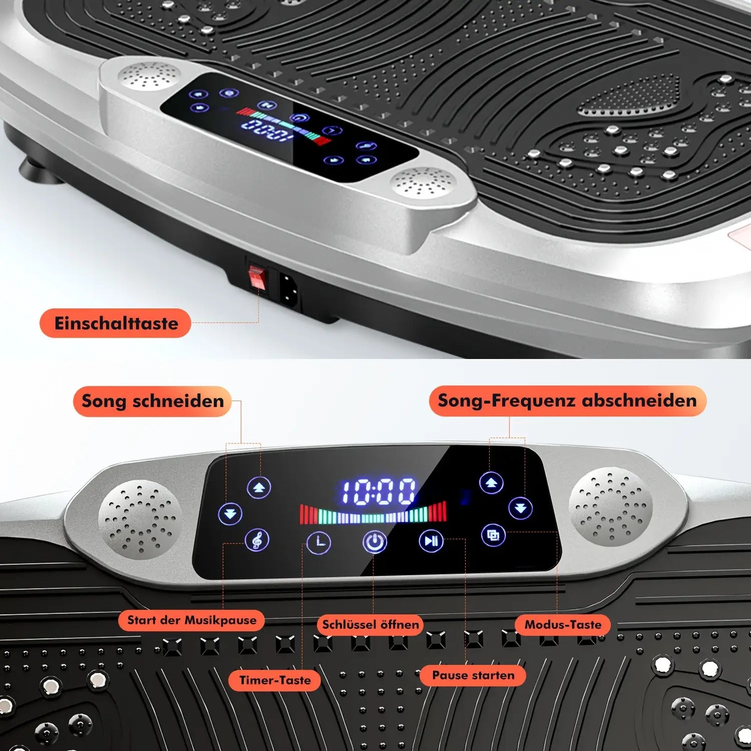 300W intelligente Vibrationsscheibe + elektromagnetische Tiefenmassage | mit Musik + 120-stufiger Touch-Einstellung | leiser Motor | maximale Belastung 200 kg | mit Seil | Ganzkörper-Gewichtsverlust-Training | Schlankheits- & Formgebung | Heim-/Fitnessstu