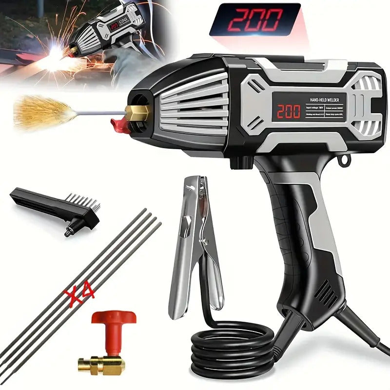 200 Ampere Tragbarer Lichtbogen-Schweißgerät | Handgehaltenes Schweißgerät | IGBT-Inverter | Digitale LCD-Anzeige | Mini-Lichtbogenschweißgerät | Tragbares Stabschweißgerät | Perfekt für DIY und Anfänger | Inklusive Zubehör