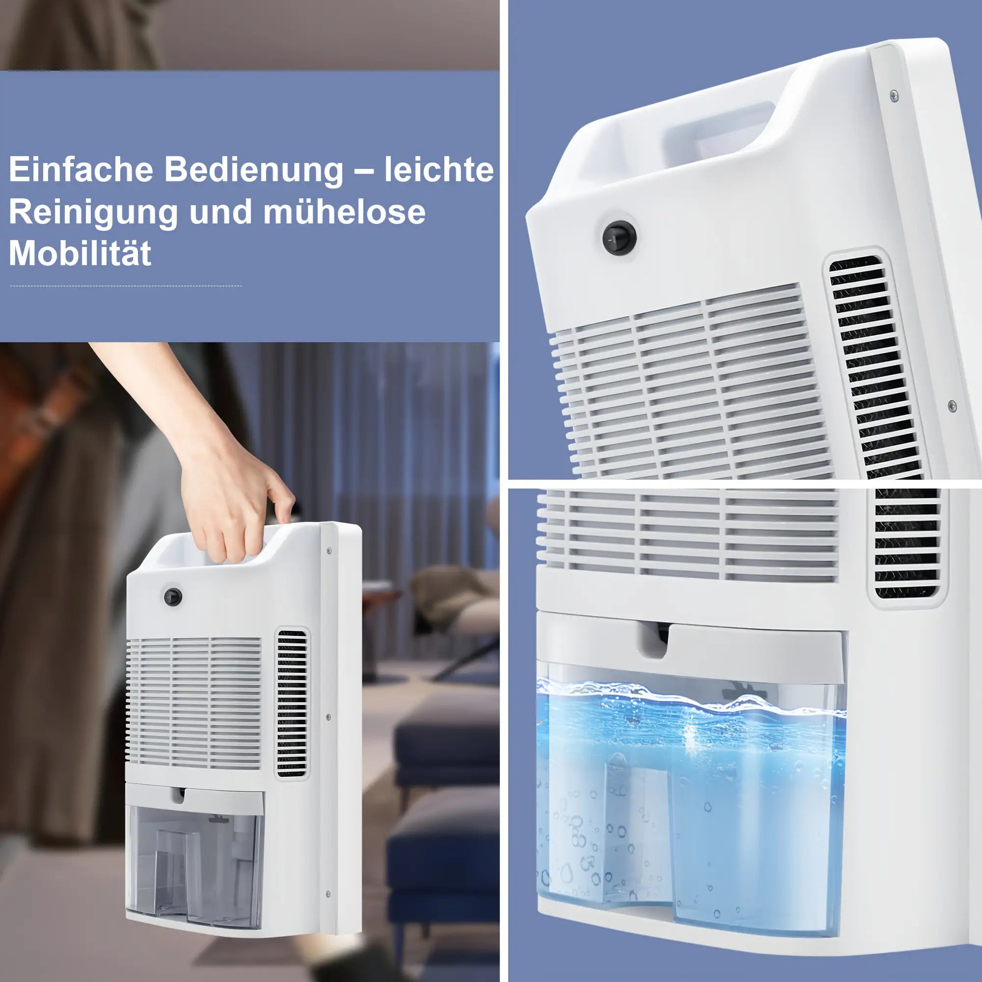 Effiziente Entfeuchtung, Ultra-Leise Technologie, Keine Störungen bei Nachtgebrauch, Energie- und Stromsparend, Kompakt und Tragbar - Die Ideale für Feuchtigkeitsfreiheit zu Hause