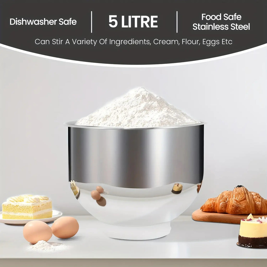 SUPERLEX 3-in-1 Standmixer 5L mit 8 Geschwindigkeiten, Küchenmaschine mit Pulsfunktion, Teighaken, Schneebesen und Rührbesen für Kuchen und Brot, 1300W [Energieklasse A+++