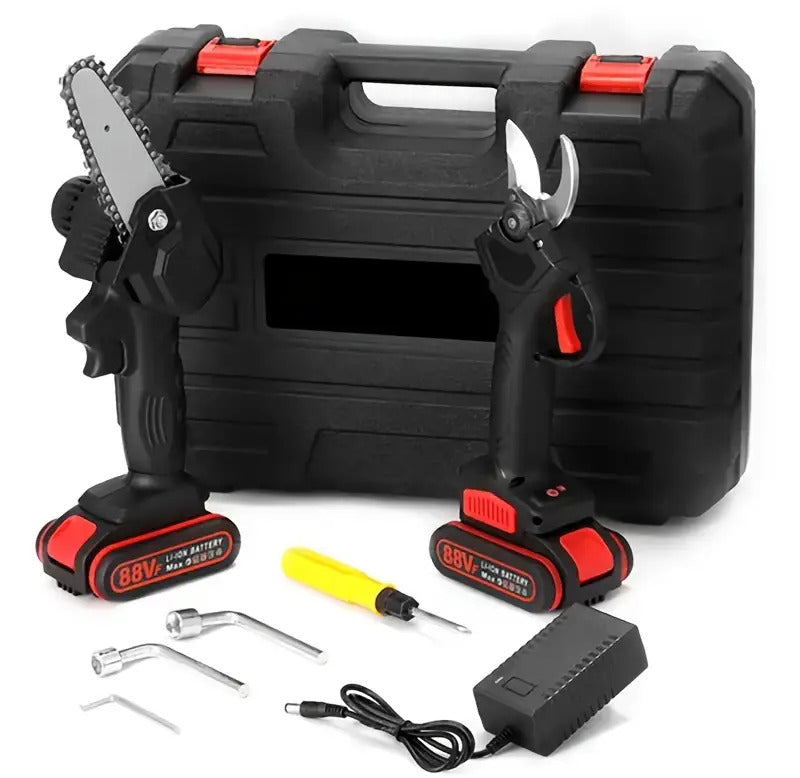 21V 4-Zoll Gartensäge und 21V 25mm Elektrische Gießerschere Set, Leichtgewicht und Tragbar – Ideal zum Beschneiden, Holzspalten, Schneiden oder Trimmen von Ästen in Obstgärten und Weinbergen