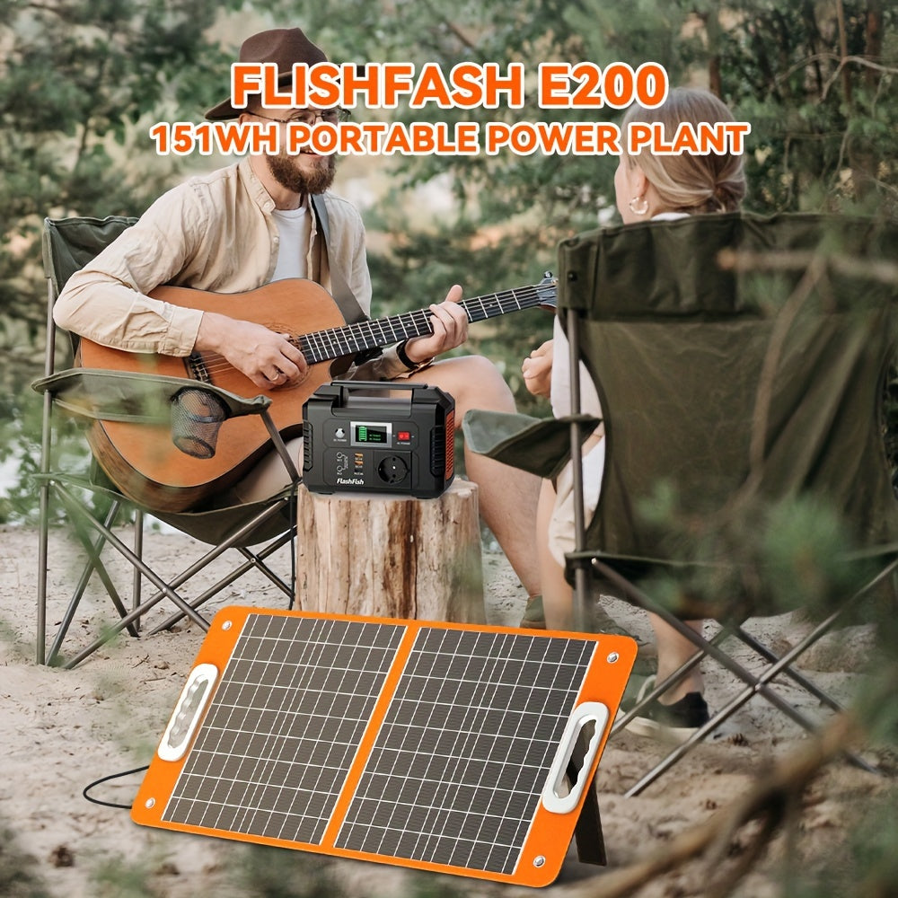 Solar Generator with Solar Panel Included, Flashfish 200W Portable Power Station + 60W Solar Panel, 200W AC Outlets, 151Wh/40800mAh Backup Battery for Home/RV/Camping Power Outage