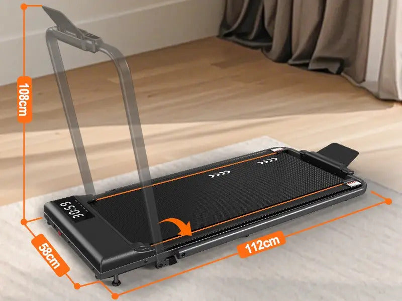 MetallMatic Laufband für Zuhause – Walking Pad mit 2,25 PS Motor, 100 kg Tragkraft, Geschwindigkeit 1-6 km/h, Neigungsfunktion, 7-Schicht-Lauffläche, Montage nicht erforderlich