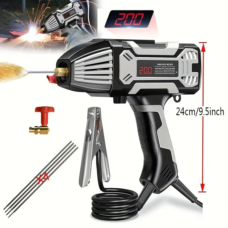 200 Ampere Tragbarer Lichtbogen-Schweißgerät | Handgehaltenes Schweißgerät | IGBT-Inverter | Digitale LCD-Anzeige | Mini-Lichtbogenschweißgerät | Tragbares Stabschweißgerät | Perfekt für DIY und Anfänger | Inklusive Zubehör