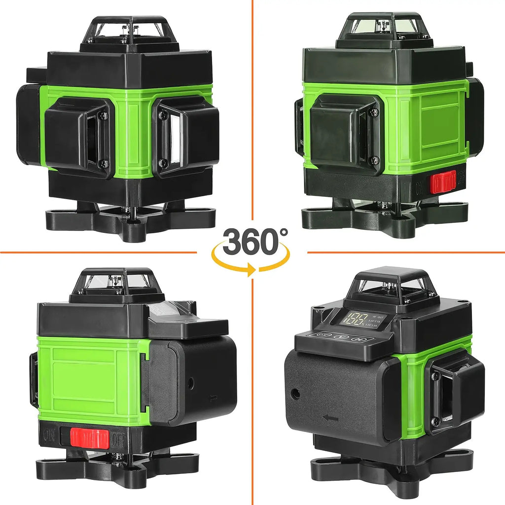 LiXada 4D 16-Linien Laser-Nivelliergerät mit 3° Selbstnivellierung, 2 Stück, 2400mAh USB-Aufladbarer Lithium-Akku, inkl. optionalem 1,2m höhenverstellbarem Legestativ aus Metalllegierung