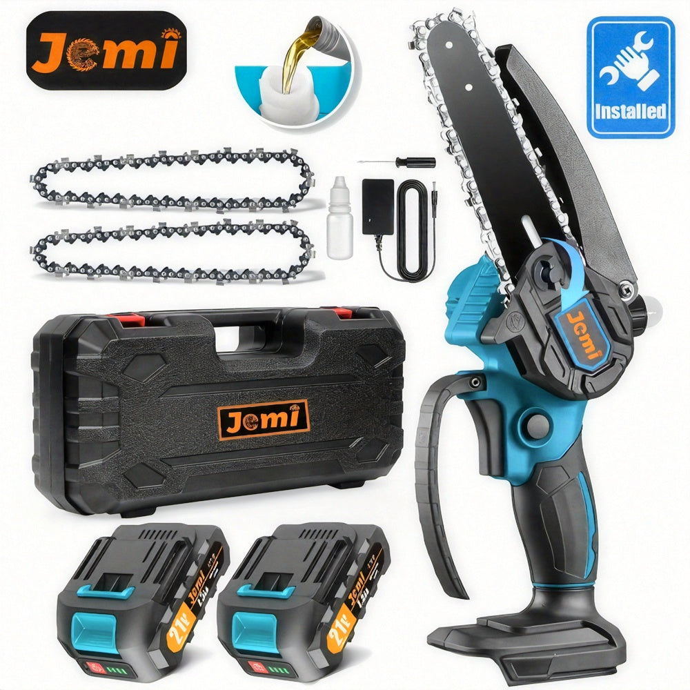 Jemi Tool 6-inch Mini Chain Saw With Automatic Lubrication System, 1/2 * 1.5Ah Battery, With 1/2 Chain For Wood Cutting, Branch Cutting, Garden Pruning
