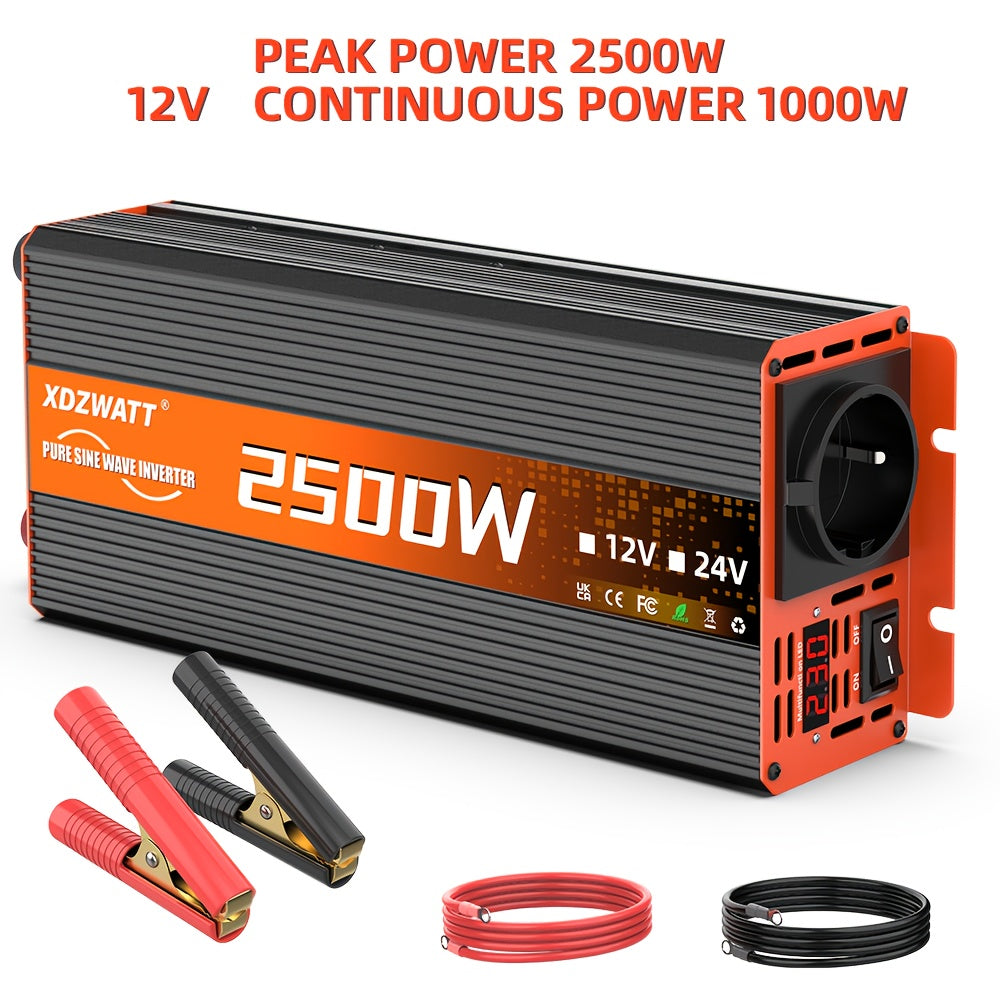 2500W 3500W 6000W Pure Sine Wave Power Inverter Voltage Converter DC12V To AC 220V With Smart LCD Display For Truck RV Home Solar System, Without Battery