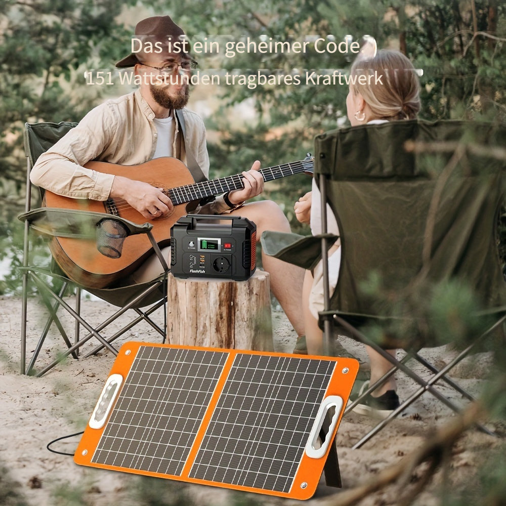Solar-Generator mit Solarpanel Inklusive, Flashfish 200W Tragbare Kraftstation + 60W Solarmodul, 200W AC-Ausgänge, 151Wh/40800mAh Backup-Batterie für Haus/Wohnmobil/Camping Stromausfall