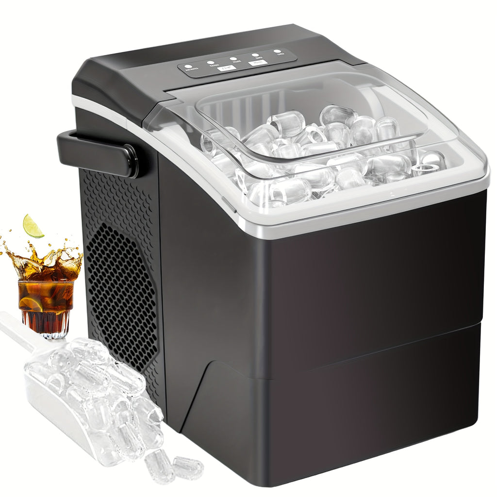 Citybee 6-Minuten-Eisbereiter | 9 Eiswürfel/Zyklus, 11,79 kg/Tag | Selbstreinigend & Automatischer Abschalter | Tragbar mit Griff für Küche/Camping/Wohnmobil (Schwarz)