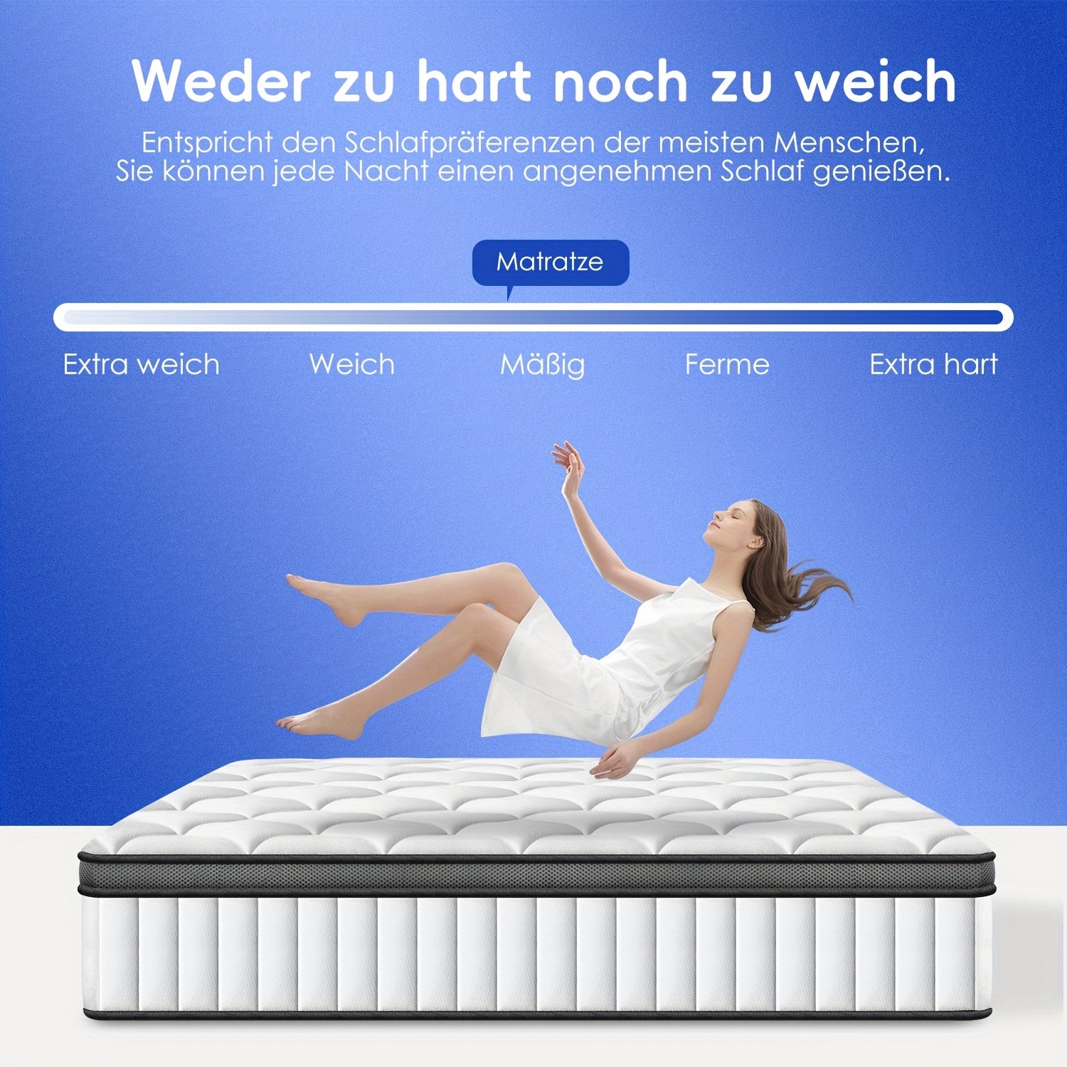 Gronfont Matratze 90x200/140x200cm, Höhe 25cm/22cm, Orthopädische 7-Zonen-Federkernmatratze mit Premium-Taschenfederung, Matratze inkl. Spannbetttuch, Härtegrad H3, Erwachsenenmatratze