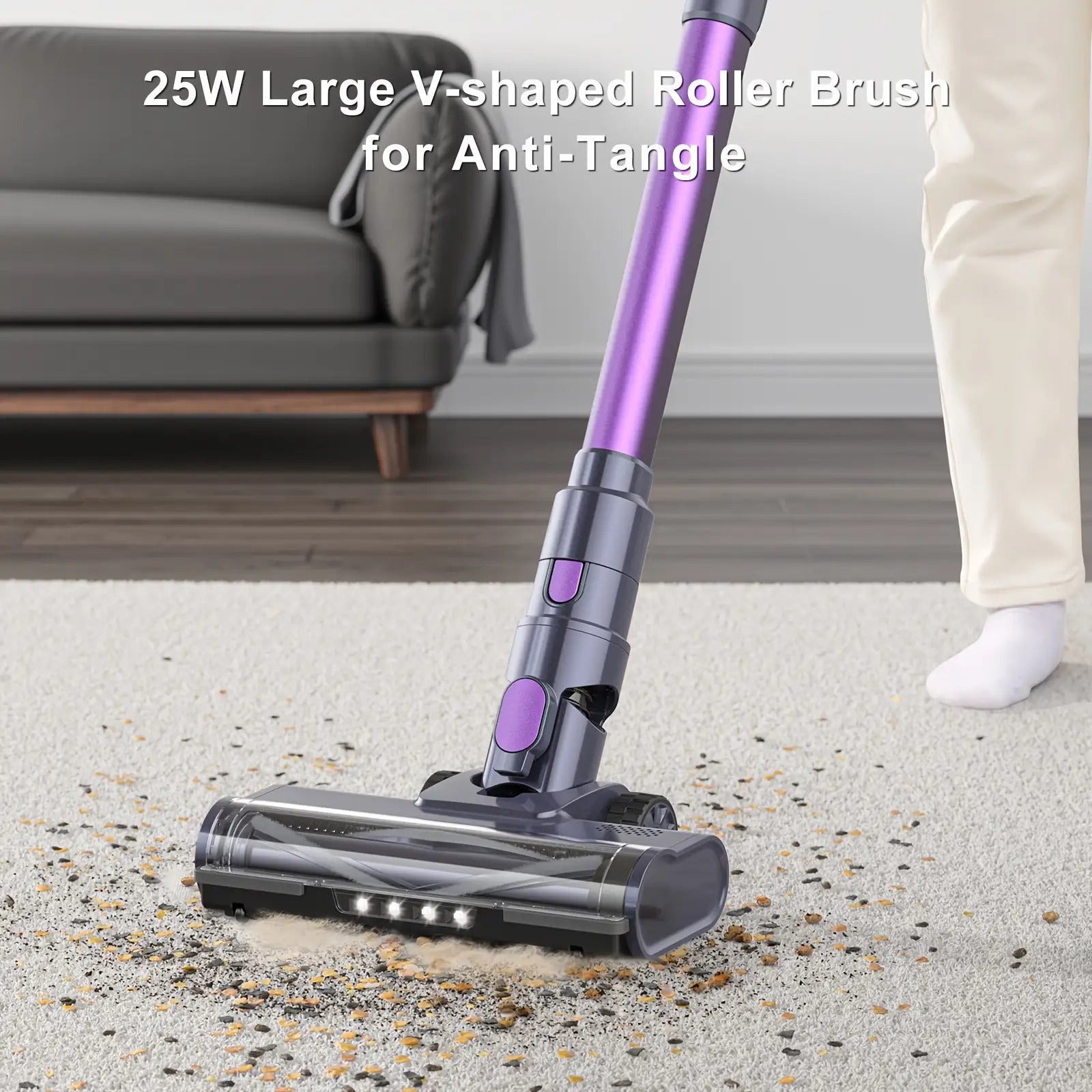 Lubluelu 30KPa Kabelloser Staubsauger, Anti-Tangle Bürstenloser Leichter Staubsauger, Bis zu 50 Min. Laufzeit, für Zuhause, Teppich, Hartholzboden, Tierhaare