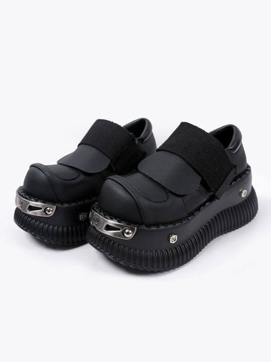 Niche design sense platform shoes metal punk style y2k spice girl subculture muffin shoes leather Harajuku big head shoes