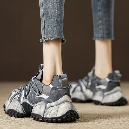 Retro platform popular dad shoes women's 2024 spring new models show feet small casual muffin shoes heightening sports women's shoes