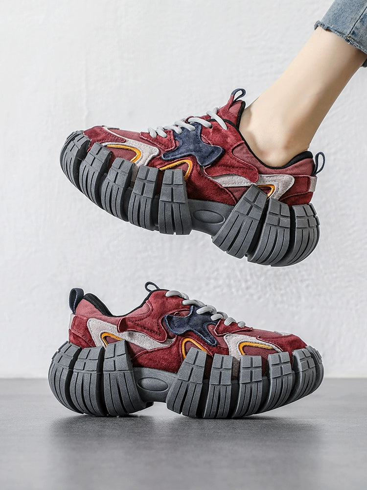 Premium tire sole dad shoes women's 2024 spring new muffin height increase color matching fashion casual sports women's shoes