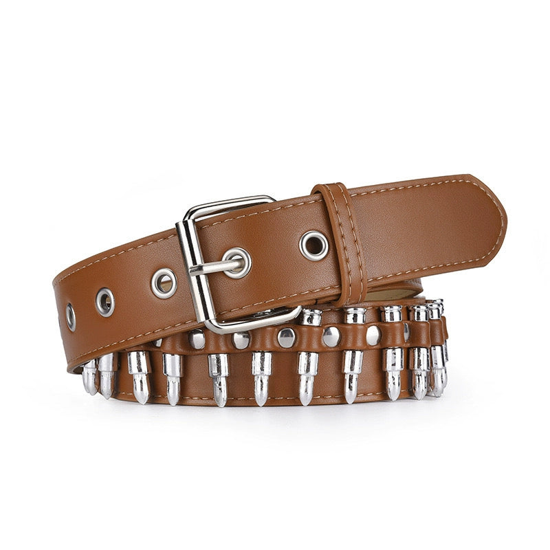 New women's bullet belt, European and American punk style rivet belt, fashionable and versatile personalized women's belt decoration trend