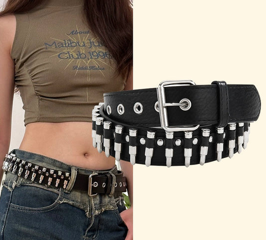 New women's bullet belt, European and American punk style rivet belt, fashionable and versatile personalized women's belt decoration trend