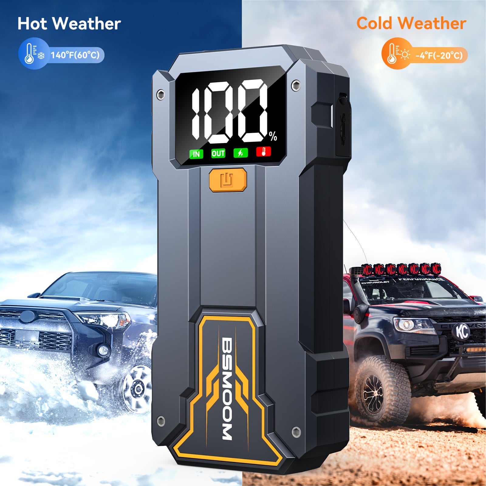 7000A Car Jump Starter With LED Flashlight, Large LCD Screen, 12V Car Emergency Battery Booster Pack, Jump Box, Portable Charger Power Bank