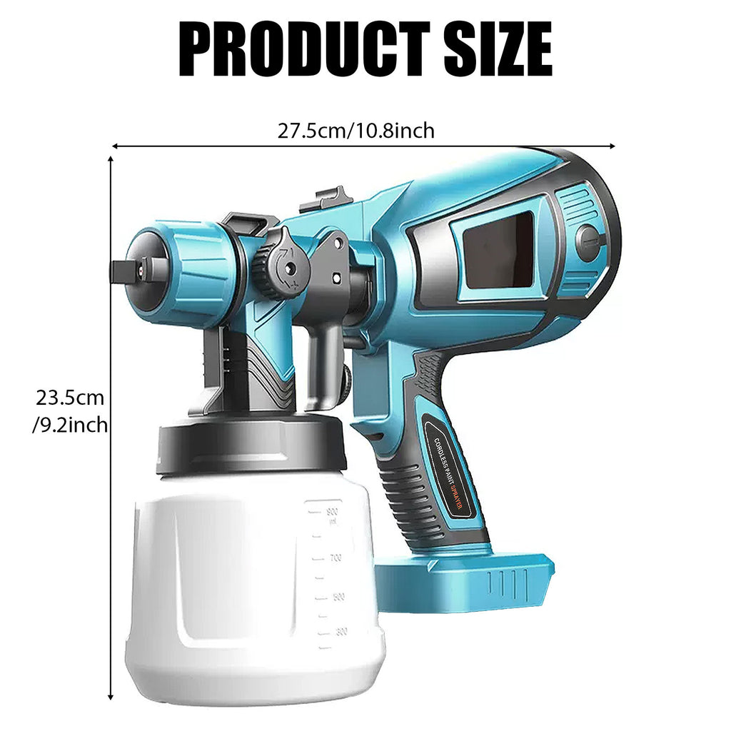 Battery Paint Spray System, Compatible with Makita 18 V Batteries, Electric Paint Spray Gun with 2x Batteries,Fast Charger,3 Nozzles, 3 Spray Patterns, with Removable 1000 ml Paint Bucket, for Painting