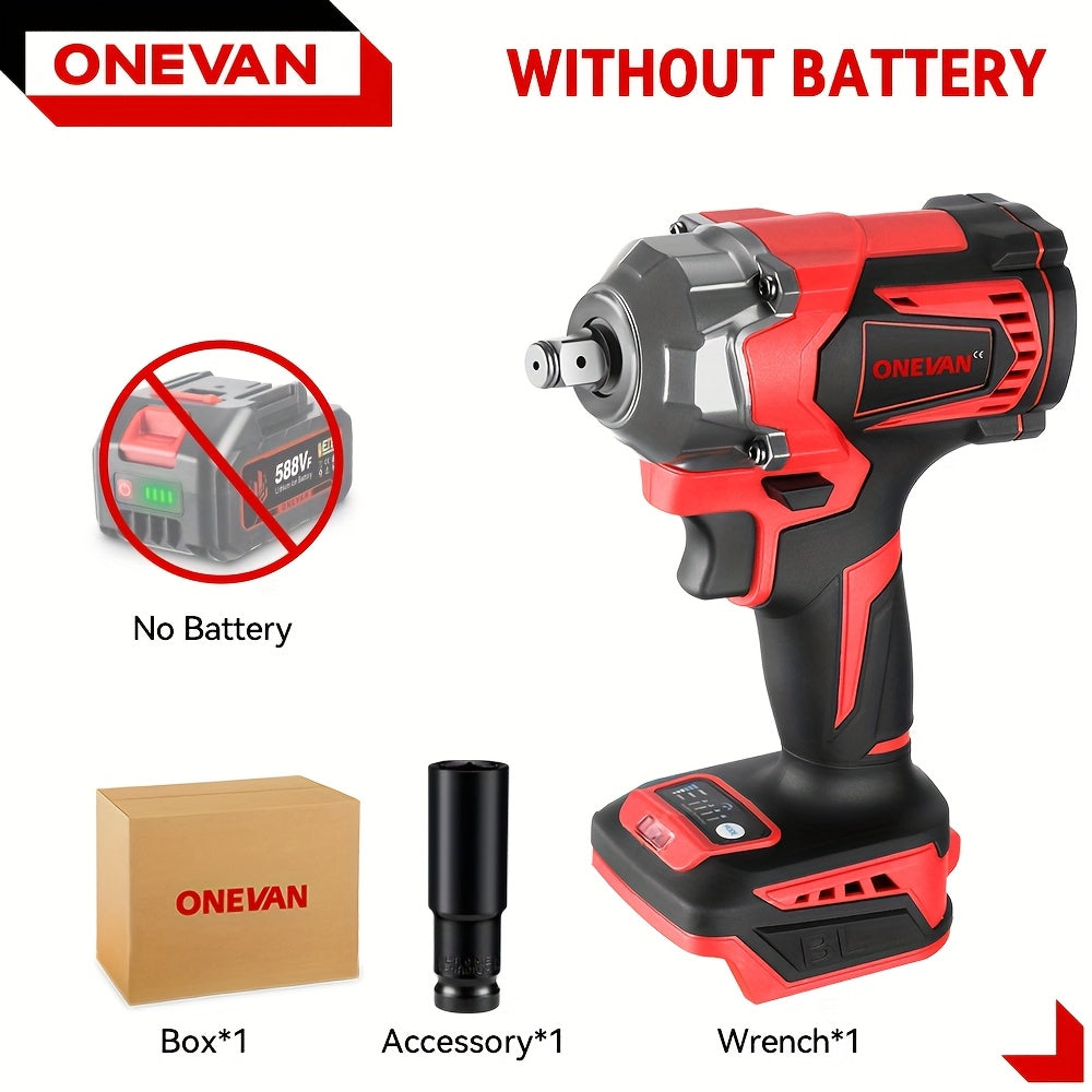700N.m Brushless Electric Wrench, 1/2 Inch Screwdriverless Electric Drill Set, 4 Adjustable Gears For Car Repair, Furniture And Scaffolding Installation, Compatible With ONEVAN Batteries, Power Tool Gift For Husband