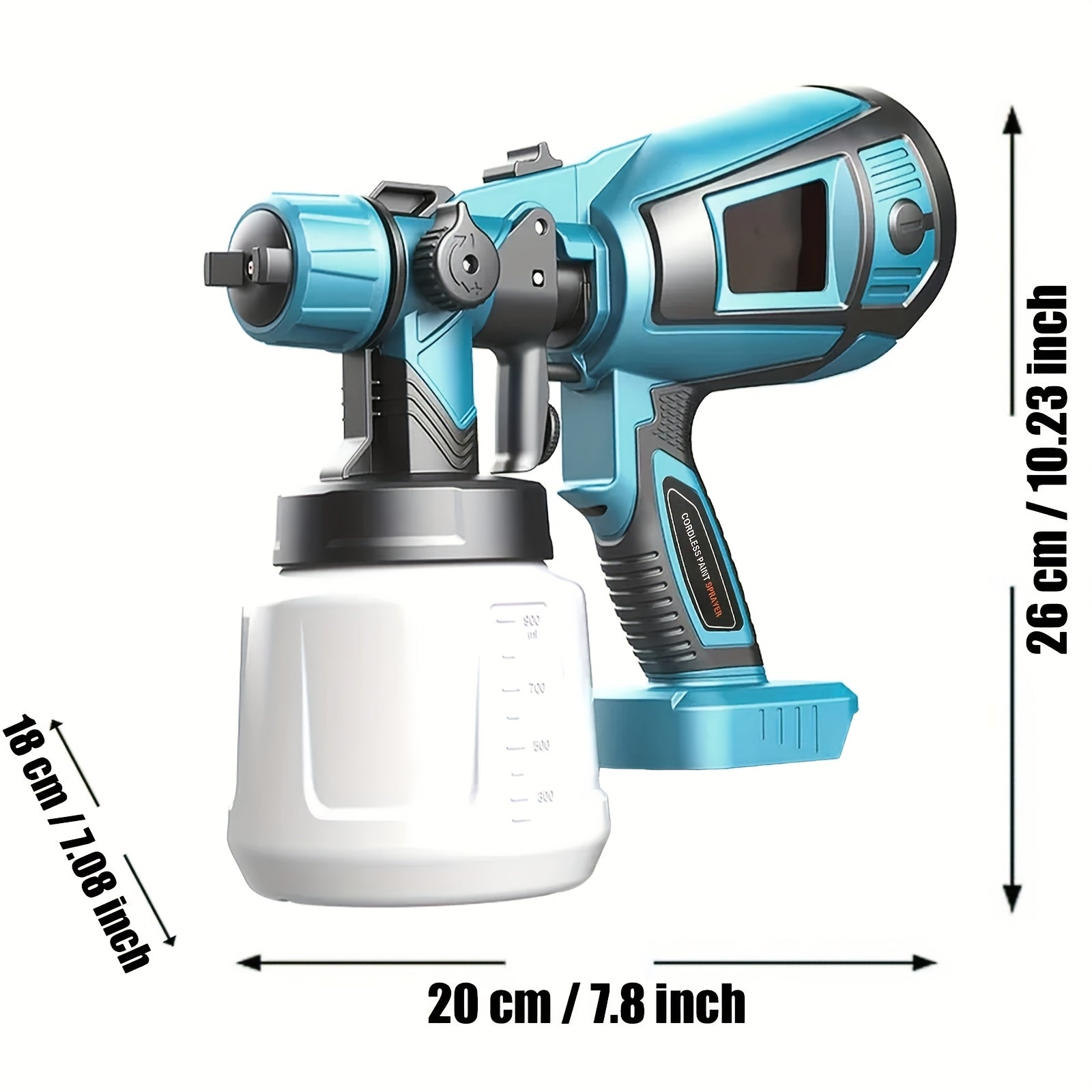 Farbspritzpistole mit 2 Akkus, kompatibel mit Makita 18V Akkus - Elektrische Spritzpistole mit 1000 ml Farbbehälter, 3 Düsen und 3 Mustern für Innen- und Außenbereich, Möbel, Zuhause, Zaun, Decke