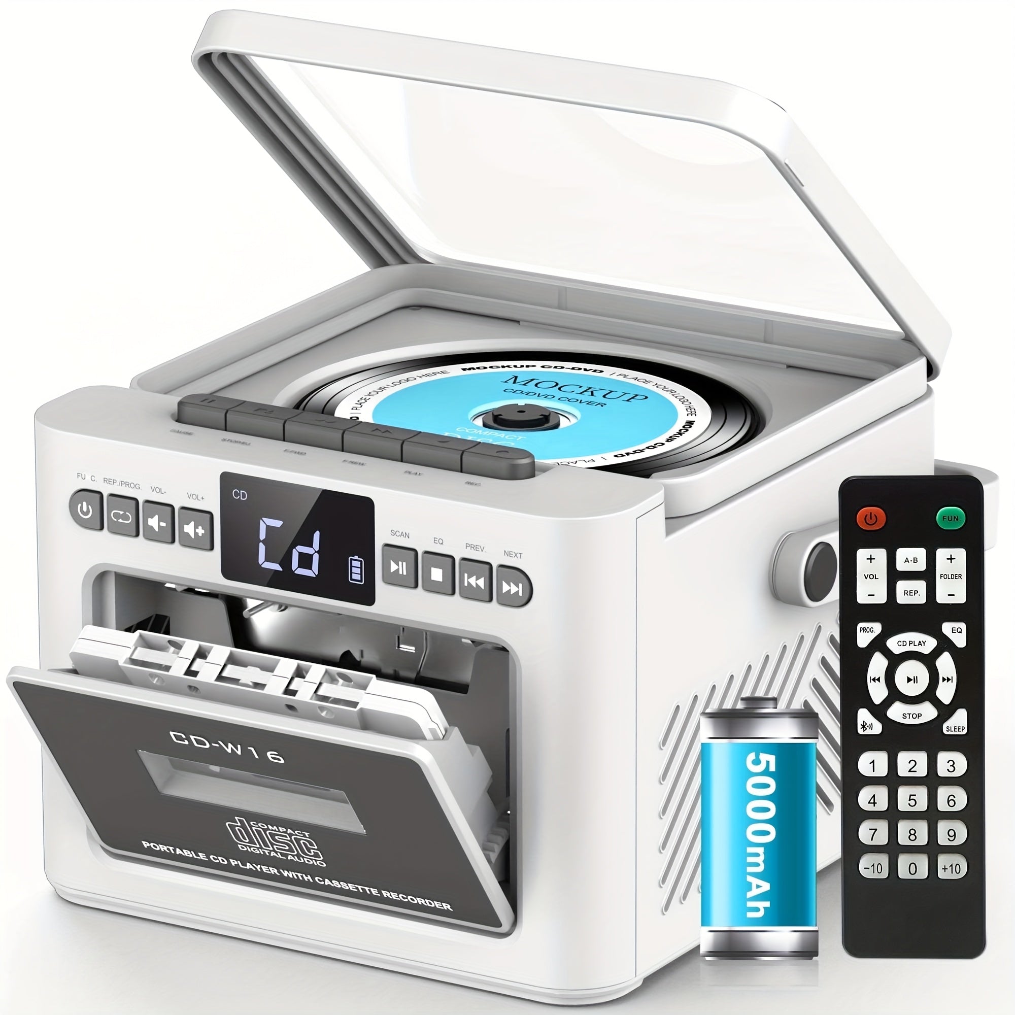 CD Cassette Player Boombox with 5000mAh