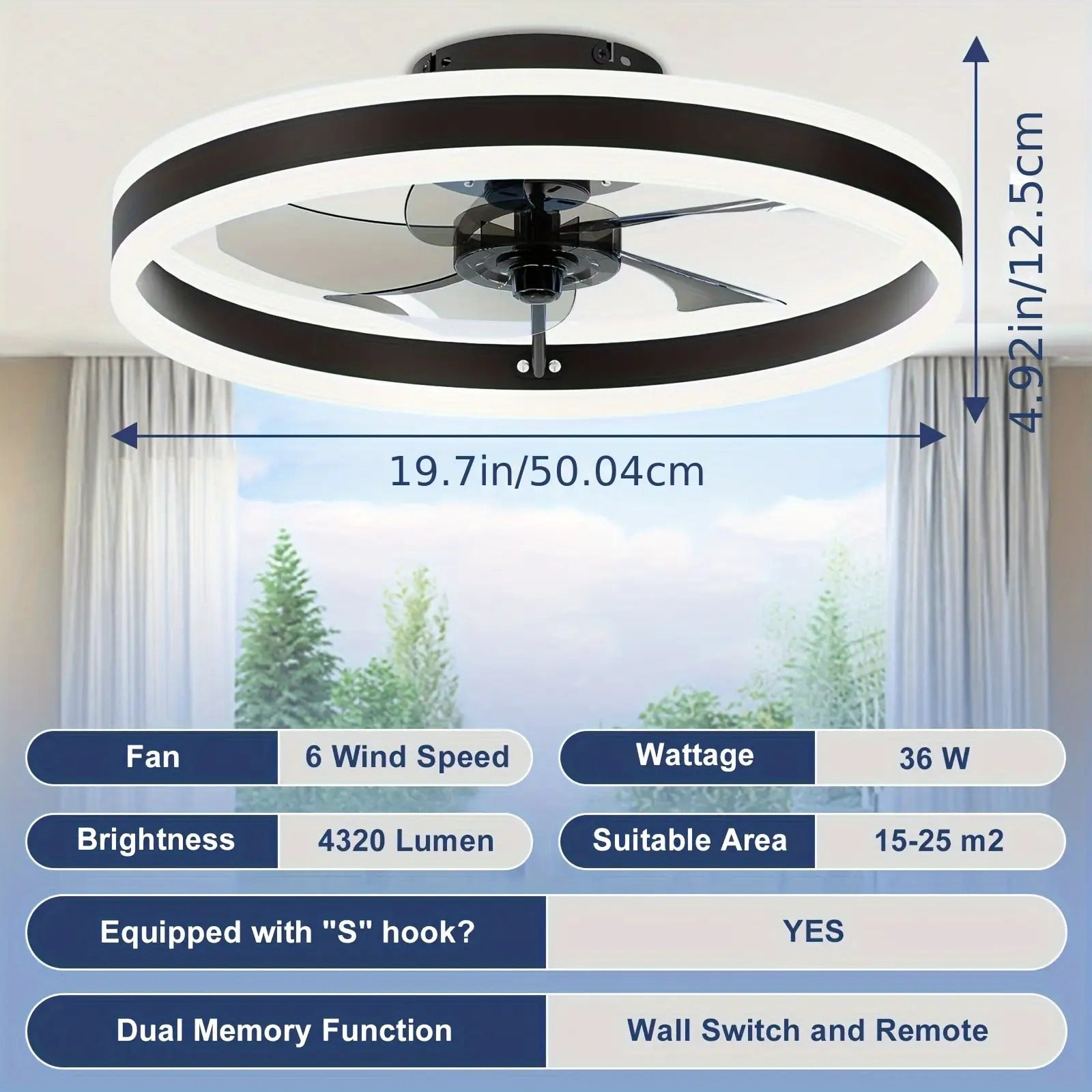 LED Deckenventilator mit Licht, Lampe und Fernbedienung & App, Modernes Wohnzimmer- und Schlafzimmerlicht, Vielseitige Beleuchtung, Langlebiger Aufbau